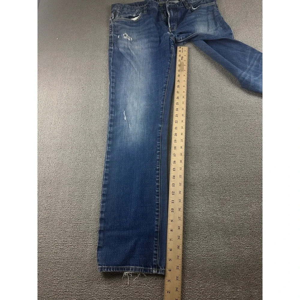 John Varvatos USA Jeans Men 36 Blue Denim Distressed Medium Wash Zip Streetwear